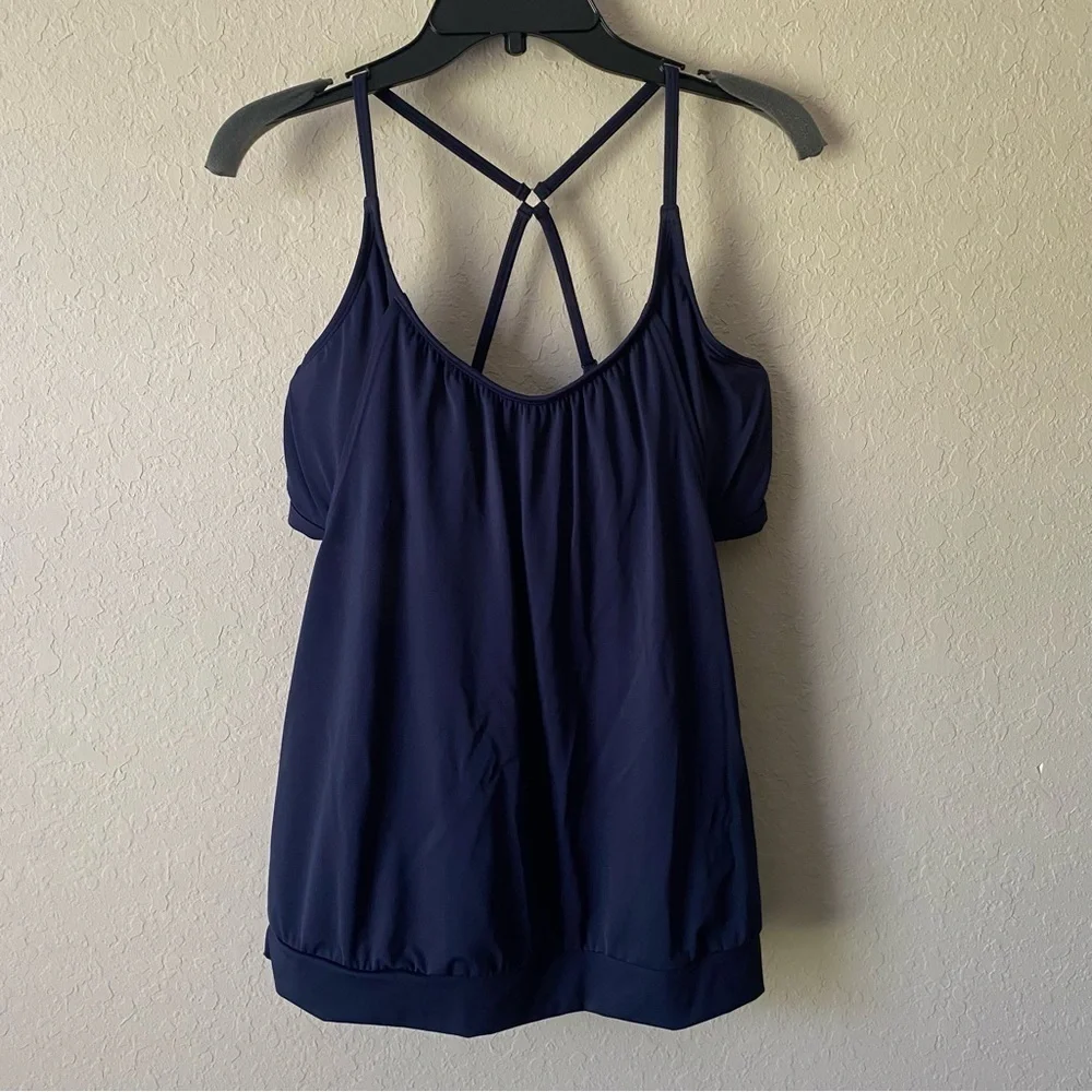 Athleta | Women's Dark Blue Swim Tankini Top Size 38 D/DD Beach Vacation Pool